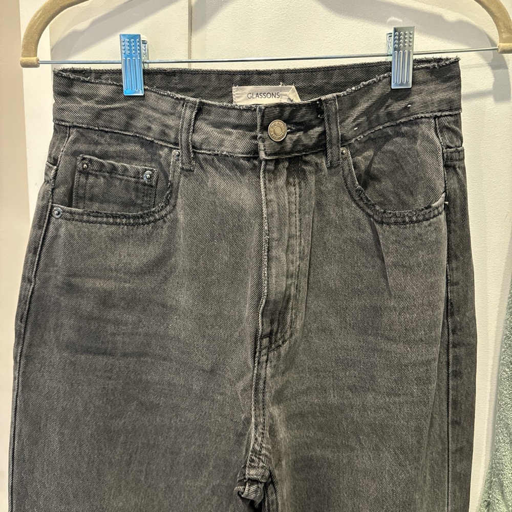 Glassons black/gray full length wide leg jeans, size 8